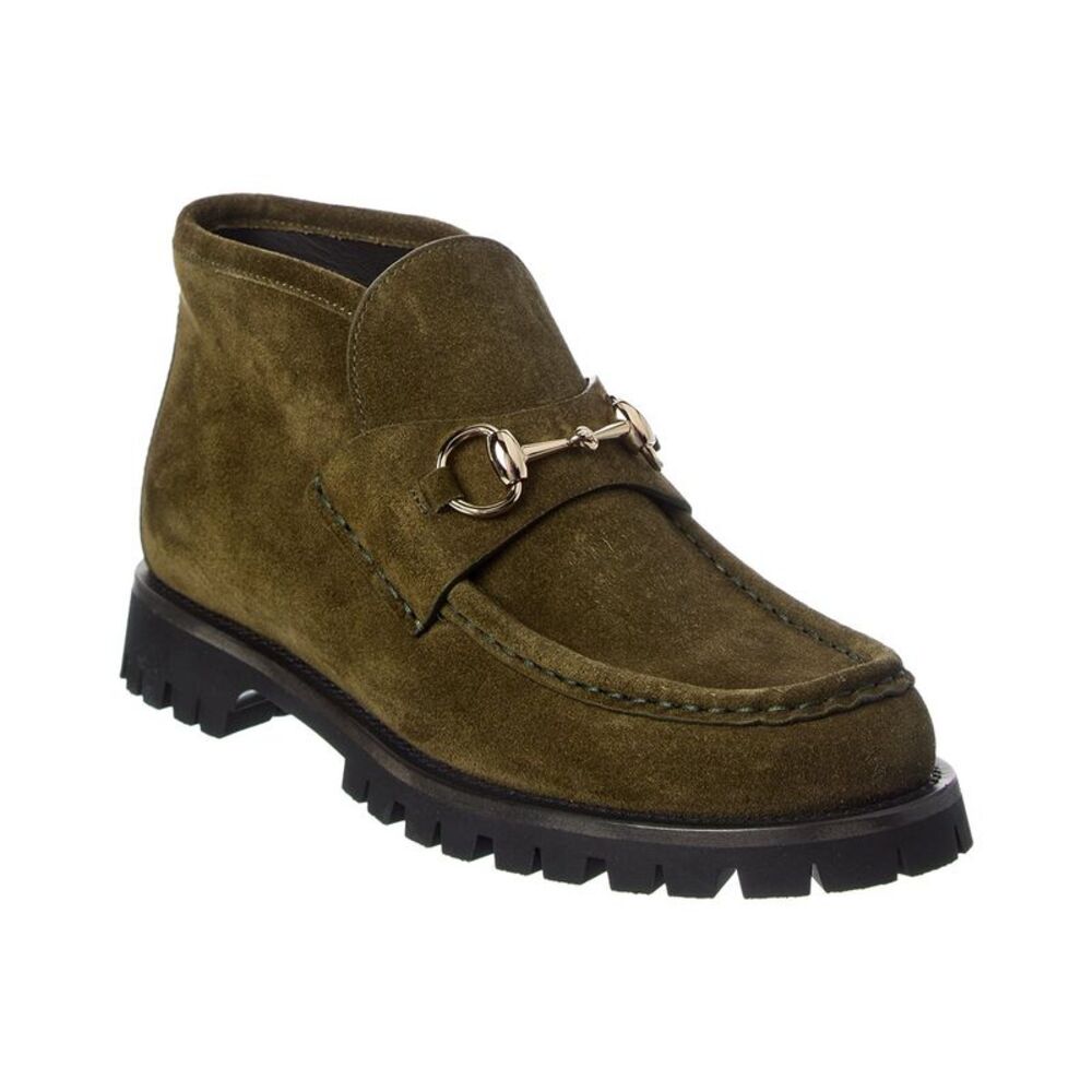 Gucci Horsebit Suede Bootie, Green
